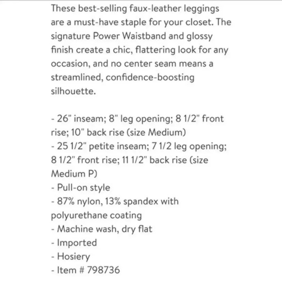 Spanx Faux Leather Leggings Small B827 - Picture 7 of 7